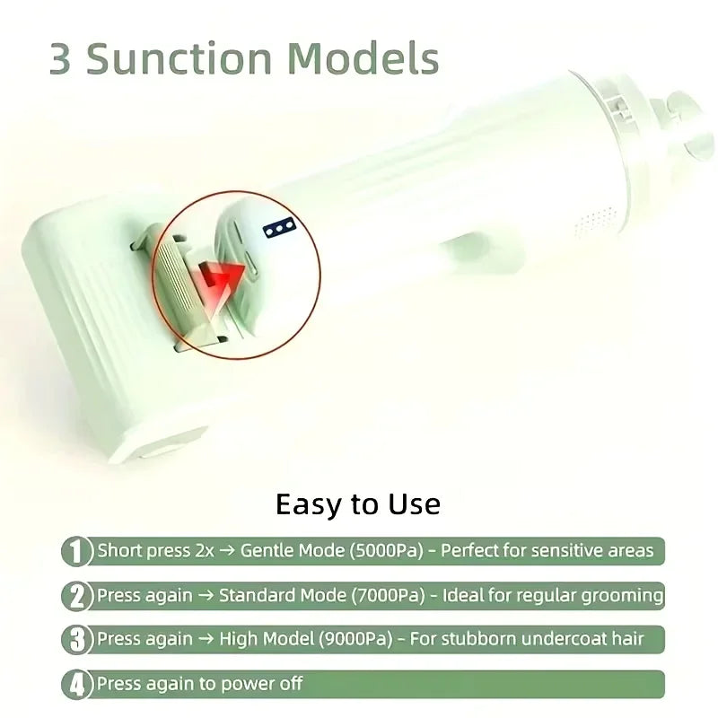 Cat Grooming Vacuum 5Brushes Pet Grooming Kit with 0.3L Hair Dust Cup Dog Vacuum Cleaner for Pets Cats Dogs Hair Vacuum Cleaner