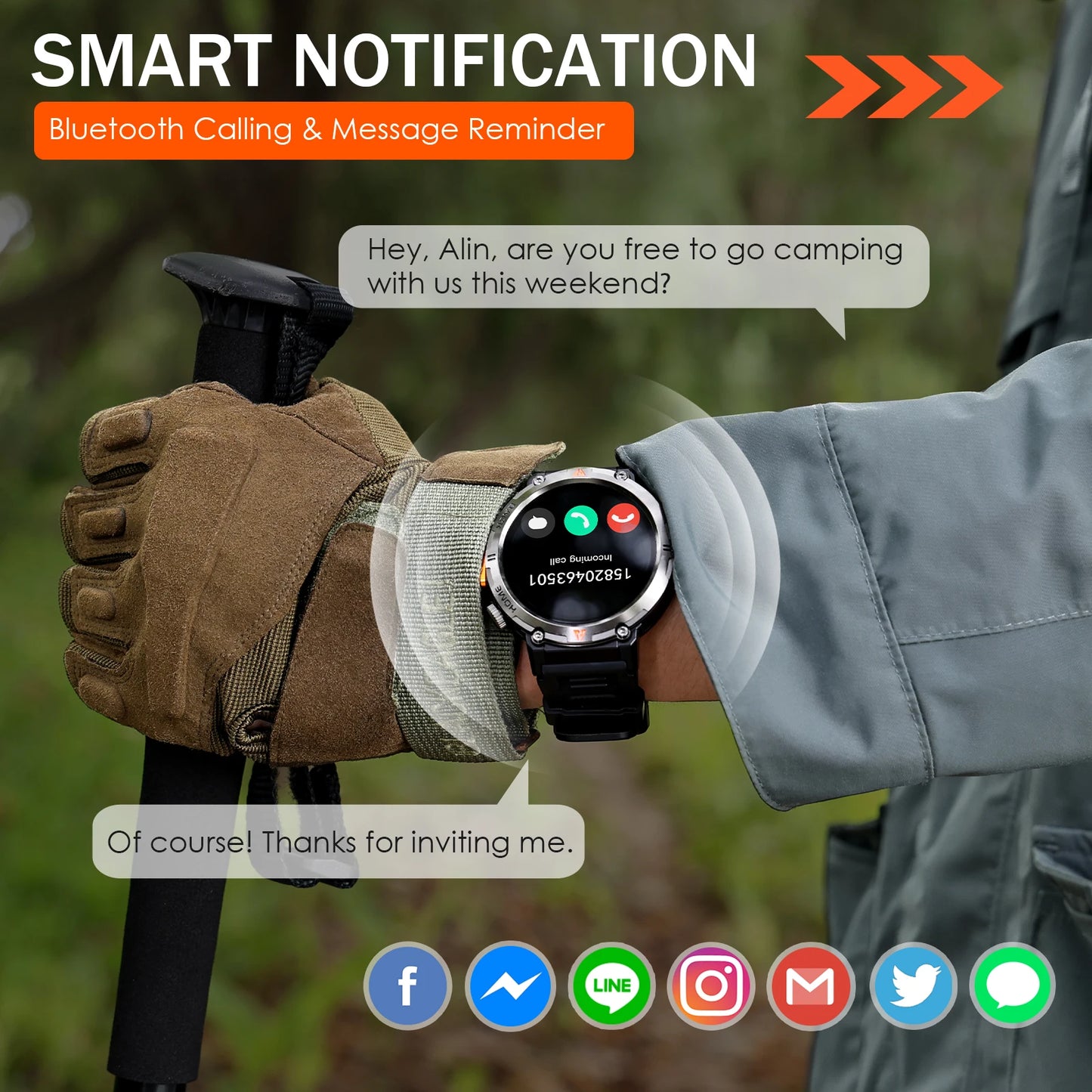 EIGIIS KE3 Bluetooth Smartwatch for Men Heart Rate