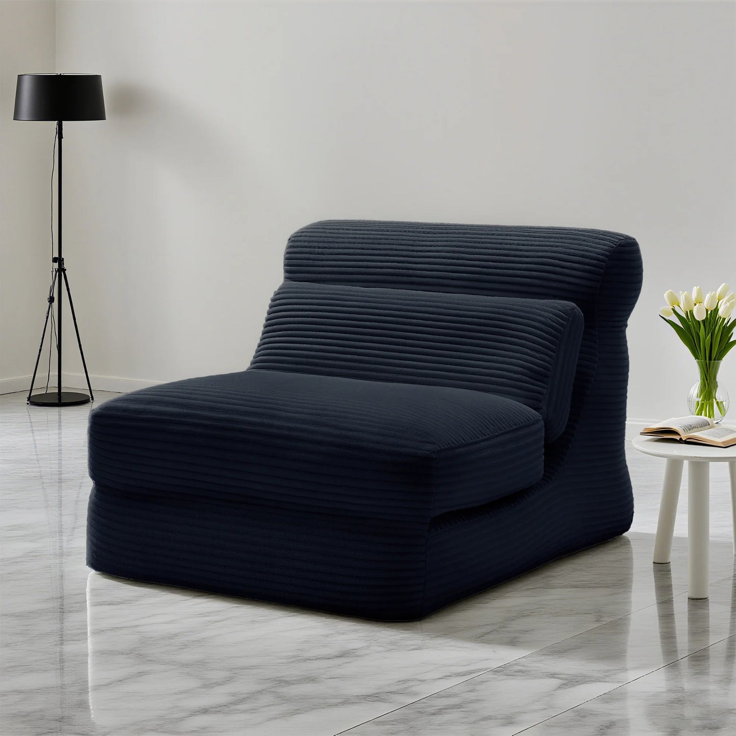 JHK Ergonomic Folding Sofa Bed Living Room Modern Corduroy with Back Lumbar Support Convertible Comfy Sleeper Chair for Bedroom