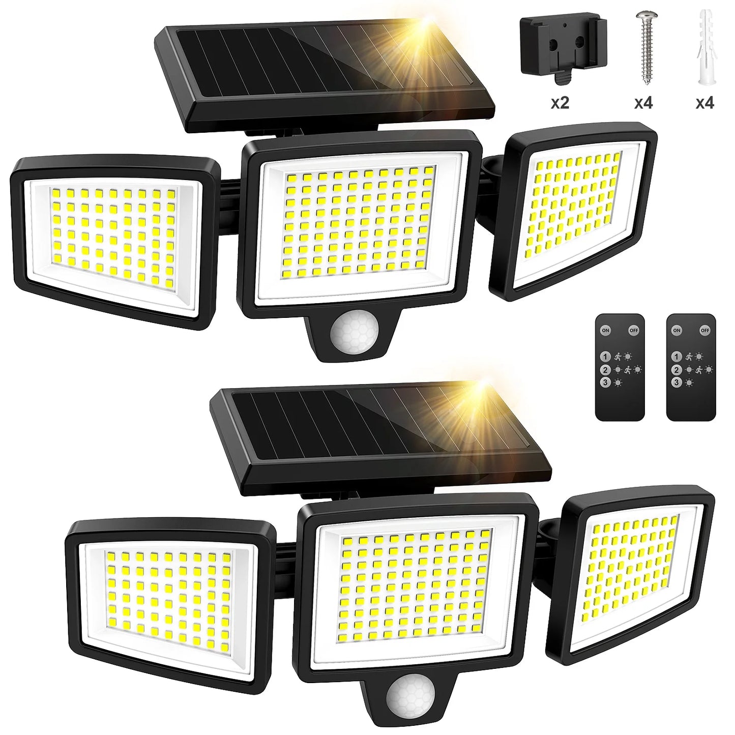 SZRSTH Three Head Solar Outdoor Light With Motion Sensor And Remote