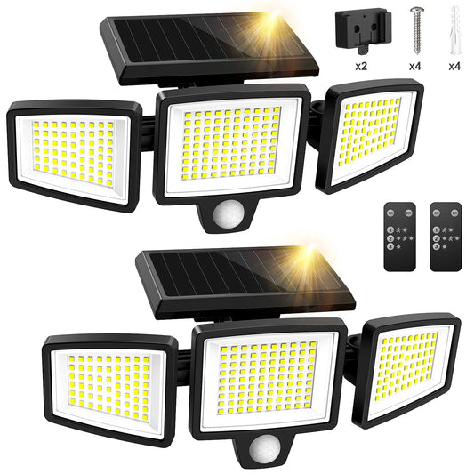 SZRSTH Three Head Solar Outdoor Light With Motion Sensor And Remote