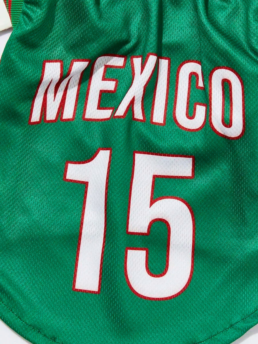 Mexican National Team Style Pet Jersey With English Number Print