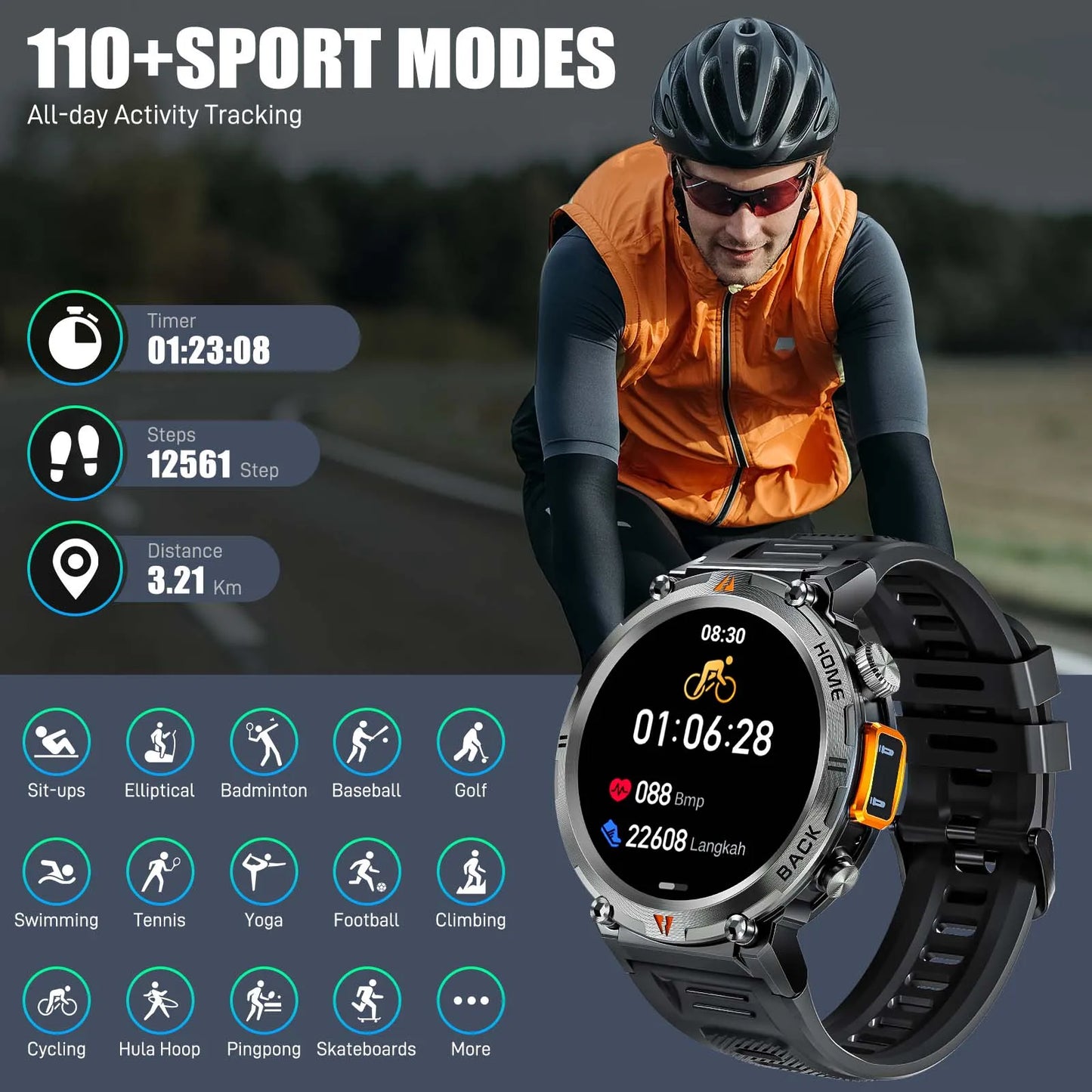EIGIIS KE3 Bluetooth Smartwatch for Men Heart Rate