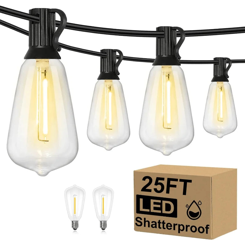 T38 Outdoor Led String Lights - Ip65 Waterproof & Shatterproof Led Patio Lights, Durable Design For Backyard, Garden, Balcony, Commercial/Residential Use, Connectable (50/100/150/200Ft Length), Outdoor Decorative Lighting, He