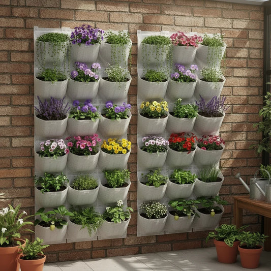 Wall-Mounted Flower Pot Holder with 36 Pots Non-Woven Fabric Plant Health-Boosting Structure 0.86-inch Stacking Height for Home Garden