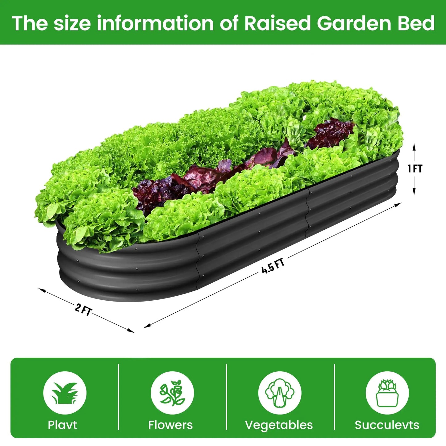 2-Pack Oval Galvanized Steel Raised Garden Bed Open Base Safety Edge Metal Planter Box Raised Beds for Vegetables Flowers Herbs