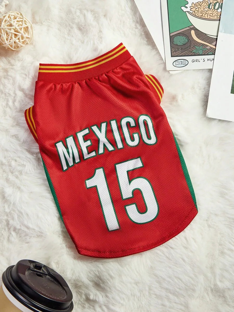 Mexican National Team Style Pet Jersey With English Number Print