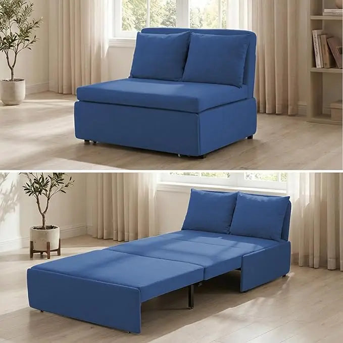 43" W Twin Size Pull Out Sleeper Sofa Bed Couch with Pullout Beds, 2 in 1 Convertible Linen Sleepers Single Sofas Chair