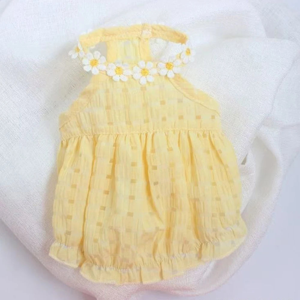 Breathable Floral Wreath Dog Skirt Dress For Small Pets