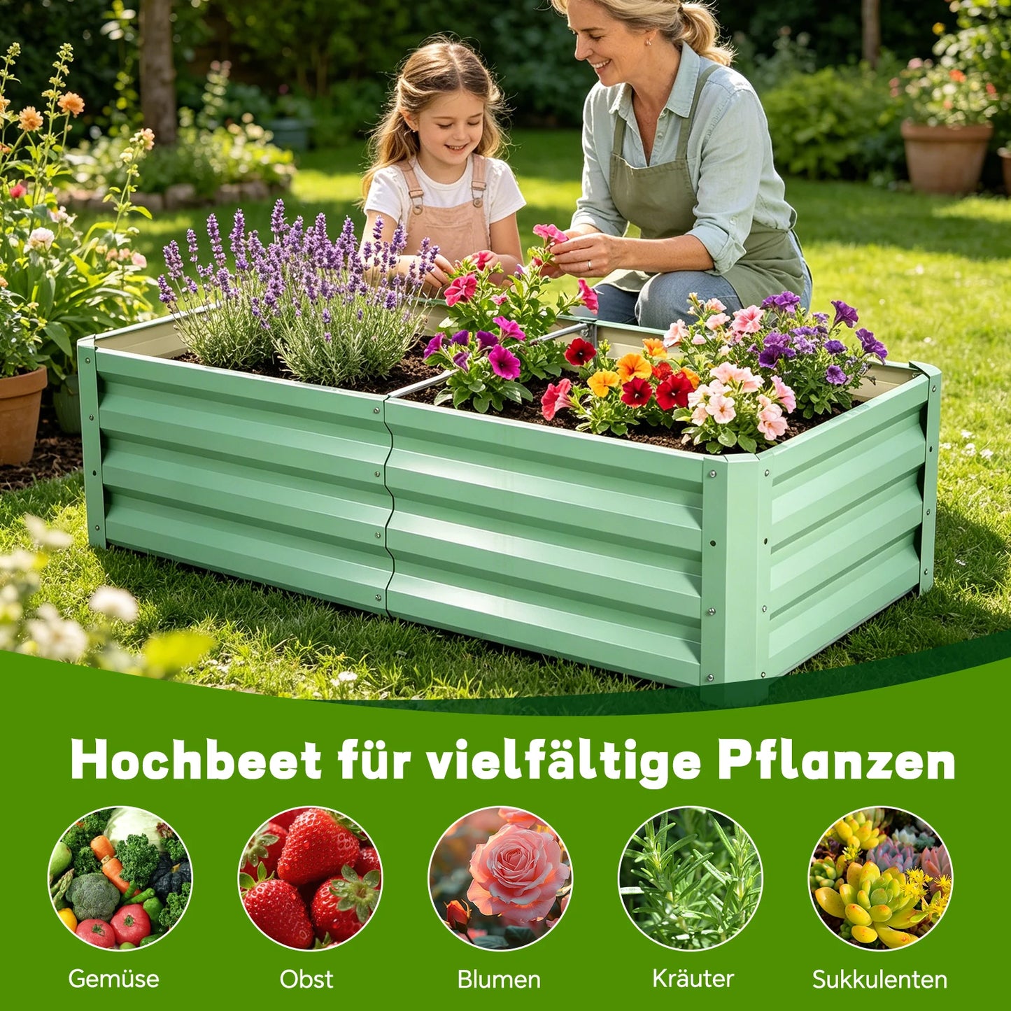 Galvanized Raised Garden Bed Metal Planter Box for Outdoor Planting of Flowers Plants Vegetables And Herbs - Rust-Proof Durable And Easy to Assemble with Detailed Instructions