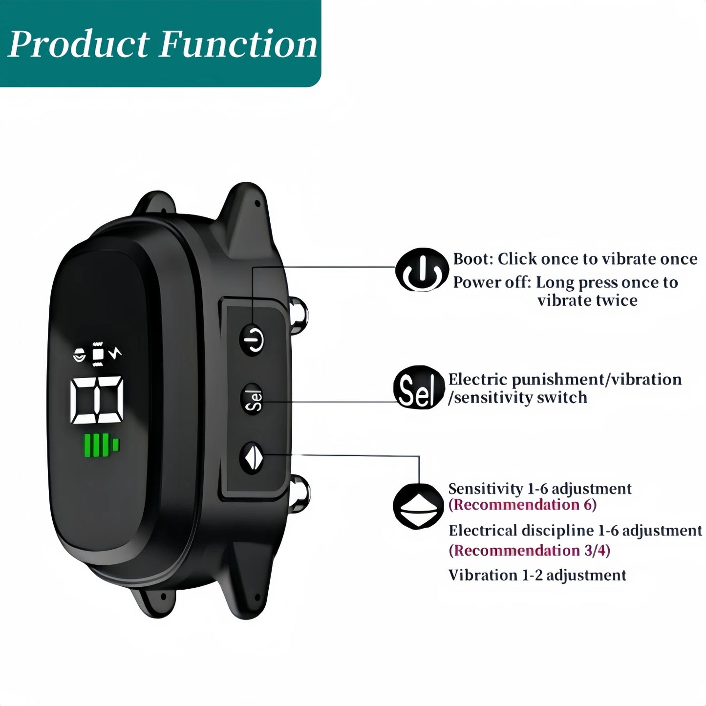 Ultrasonic Stop Barking Collar For Dogs USB Rechargeable Training Device