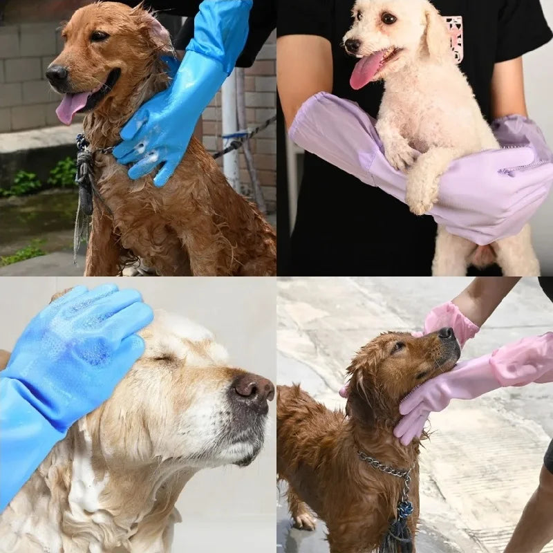 Thicker Pet Grooming Gloves Dog Cat Bathing Cleaning Glove Shampoo Scrubber Soft Silicone Hair Removal Glove Pet Accessories