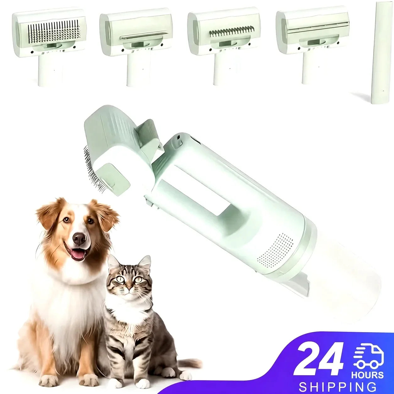 Cat Grooming Vacuum 5Brushes Pet Grooming Kit with 0.3L Hair Dust Cup Dog Vacuum Cleaner for Pets Cats Dogs Hair Vacuum Cleaner