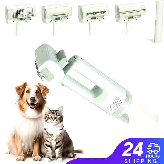 Cat Grooming Vacuum 5Brushes Pet Grooming Kit with 0.3L Hair Dust Cup Dog Vacuum Cleaner for Pets Cats Dogs Hair Vacuum Cleaner