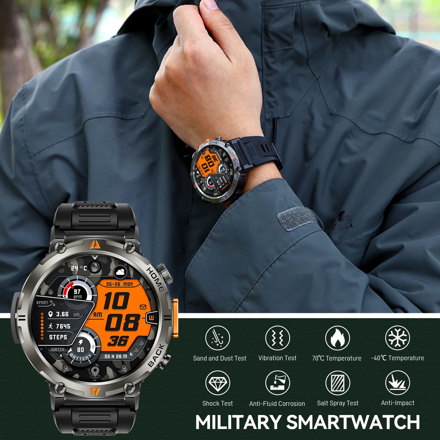 EIGIIS KE3 Bluetooth Smartwatch for Men Heart Rate