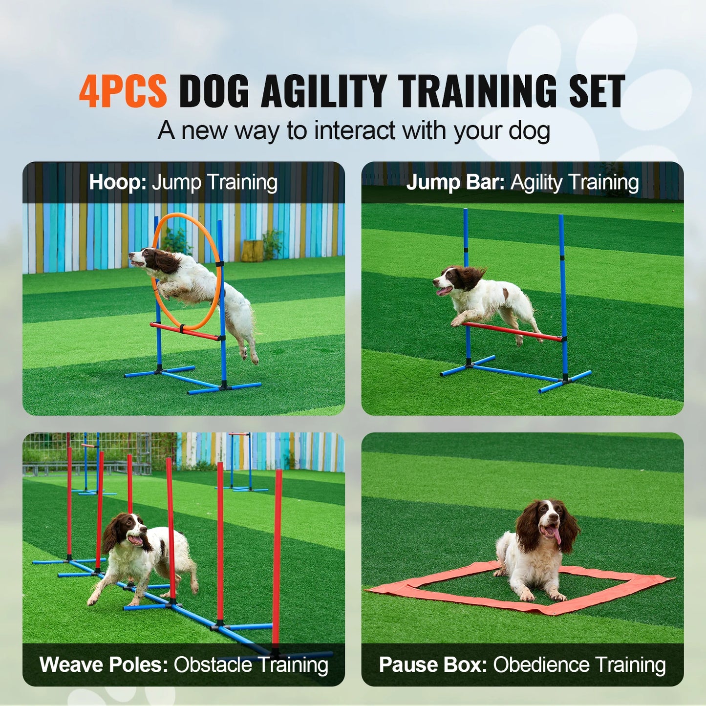 SucceBuy Dog Agility Training Set 4 Piece PVC Hurdle Kit