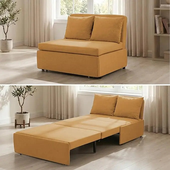 43" W Twin Size Pull Out Sleeper Sofa Bed Couch with Pullout Beds, 2 in 1 Convertible Linen Sleepers Single Sofas Chair