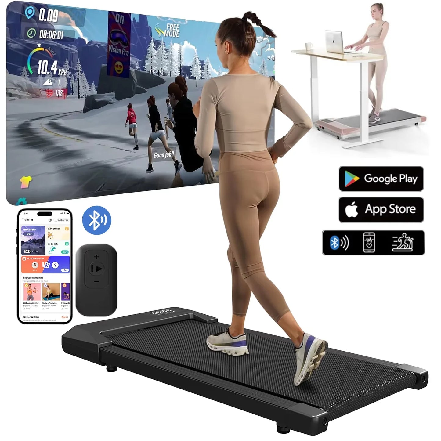Superun 2-In-1 Treadmill For Home With LCD Display 2.5HP 300 Pounds Capacity