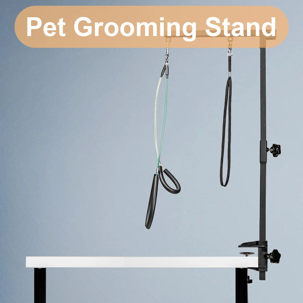 Pet Foldable Grooming Bracket with Restraint Rope Dog Shower Stand Height Adjustable Desk Dog Cat Holder Telescopic Table Hanger