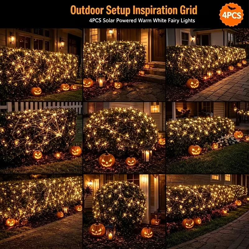 2/4Pack 100 LED Solar Copper Wire String Lights – 8 Twinkling Modes Fairy Lights for Outdoor Patio, Fence, Garden, Yard, Home, Holiday Tree Party Halloween Decor