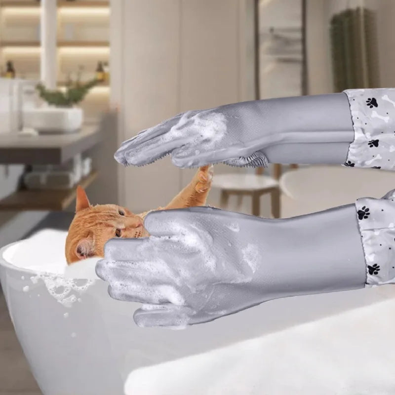 Thicker Pet Grooming Gloves Dog Cat Bathing Cleaning Glove Shampoo Scrubber Soft Silicone Hair Removal Glove Pet Accessories