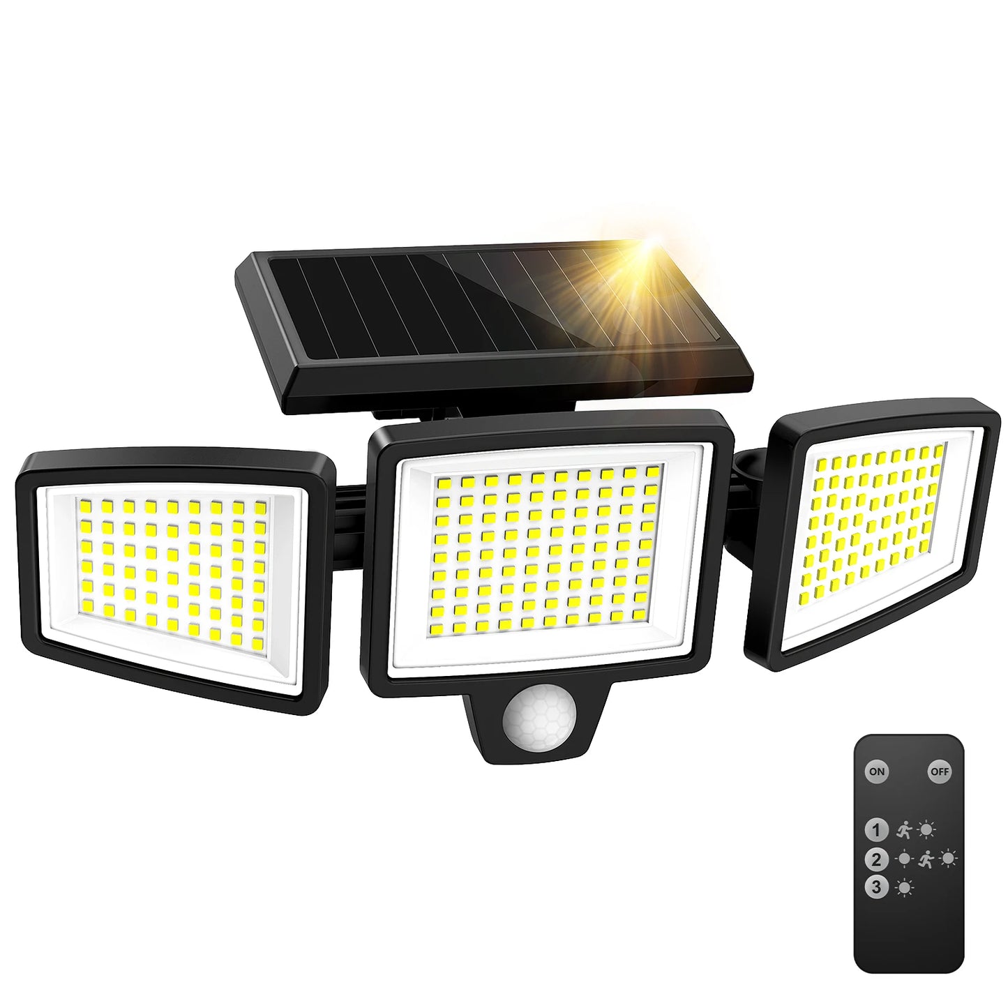 SZRSTH Three Head Solar Outdoor Light With Motion Sensor And Remote