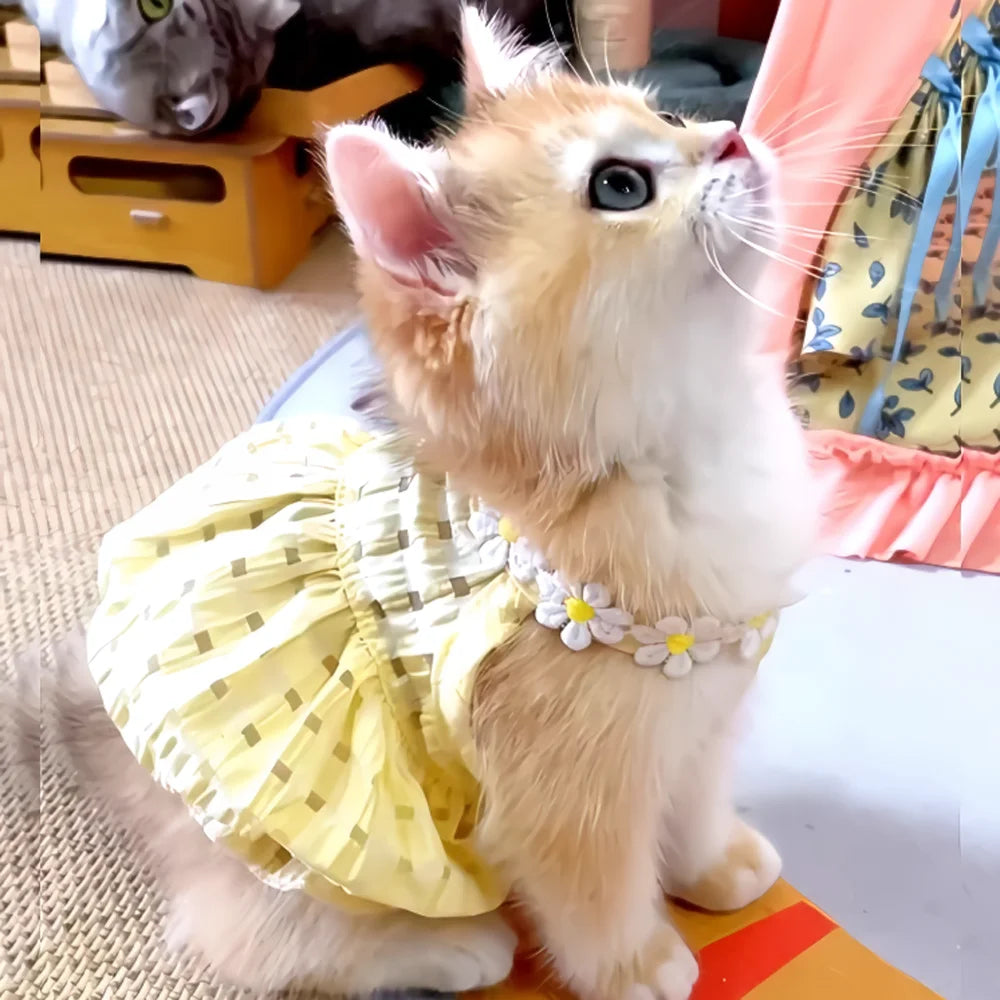 Breathable Floral Wreath Dog Skirt Dress For Small Pets