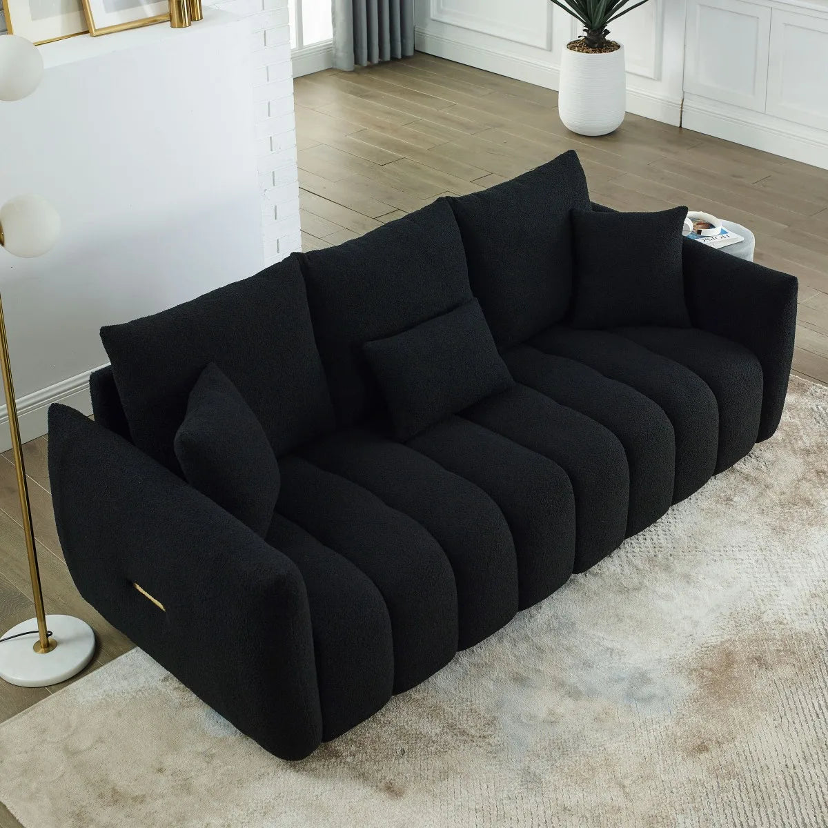 79.5" Boucle 3-Seater Modular Sofa, Modern Plush Cloud Couch for Living Room Small Apartment