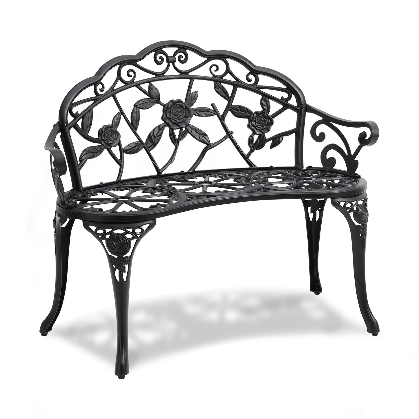 SucceBuy Outdoor Garden Bench Wood Metal Frame For Patios