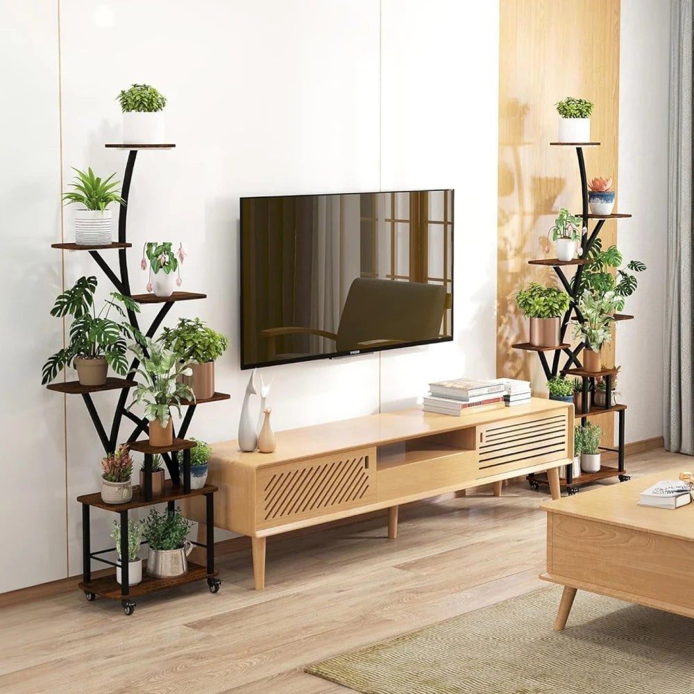 Plant Stand with Grow Light, 8 Tiered 64" Tall Metal Shelves for Multiple Plants, Lighted for Balcony, Living Room