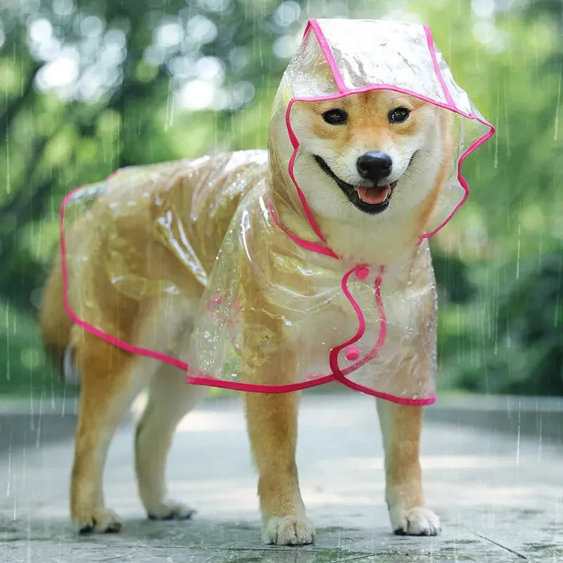 Dog Raincoat Hooded Transparent Waterproof Coat For Dogs