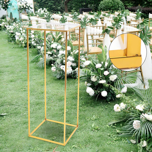 Gold Metal Flower Stand 80cm Tall Elegant Iron Column for Wedding, Party, Home, Garden Decor