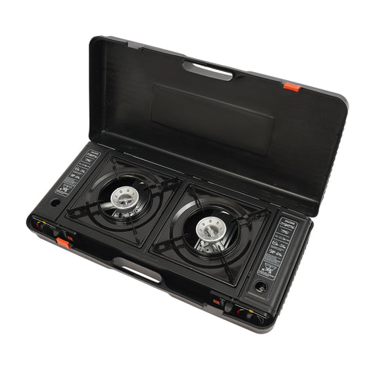 Outdoor Portable Camping Stove Gas Dual Burner With Piezo Ignition
