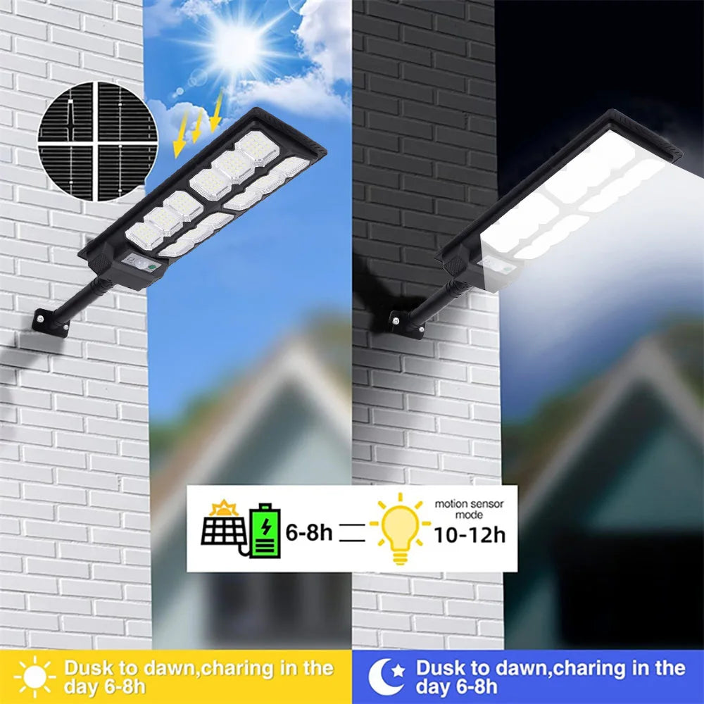 2-Pack Solar Street Lights Outdoor Waterproof 192LED Dusk to Dawn Solar Flood Lights with Motion Sensor Solar Parking Lot Lights