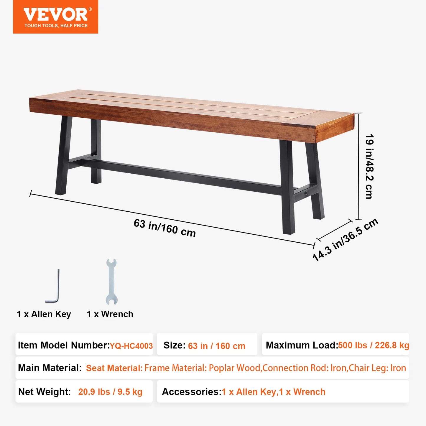 SucceBuy Outdoor Garden Bench Wood Metal Frame For Patios