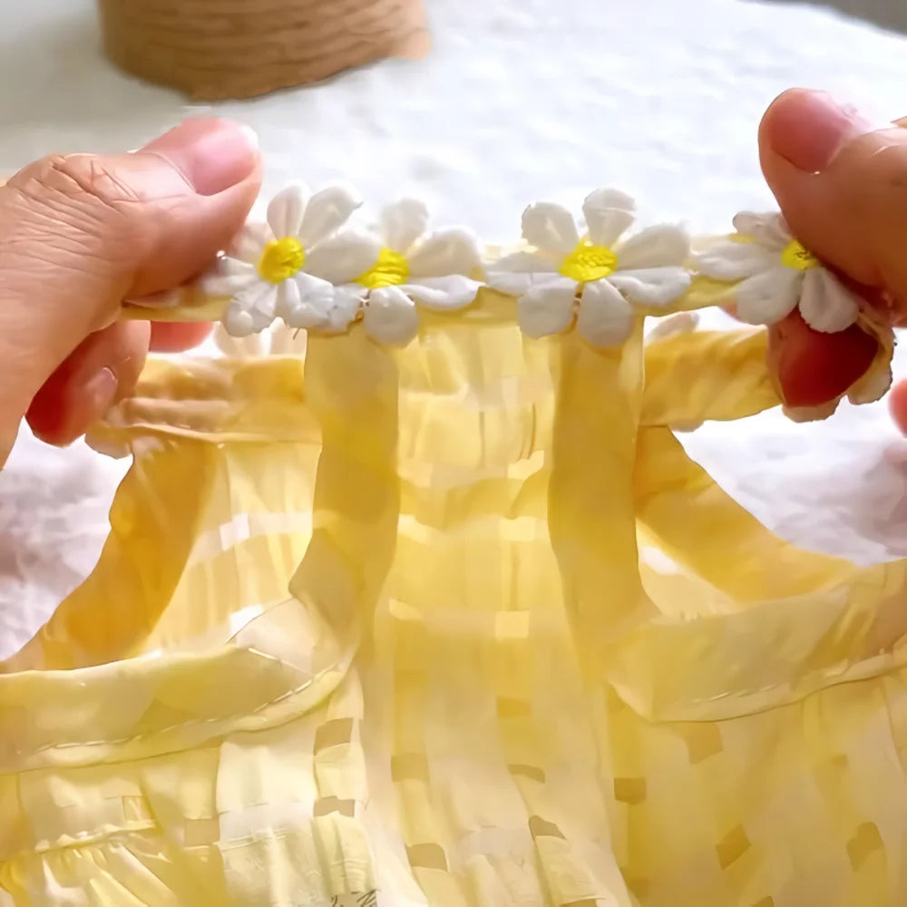 Breathable Floral Wreath Dog Skirt Dress For Small Pets