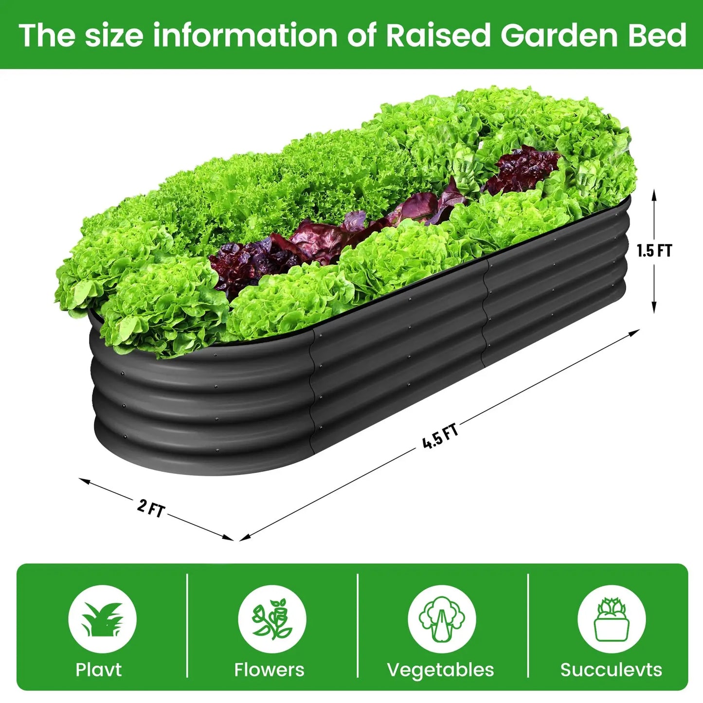 2-Pack Oval Galvanized Steel Raised Garden Bed Open Base Safety Edge Metal Planter Box Raised Beds for Vegetables Flowers Herbs