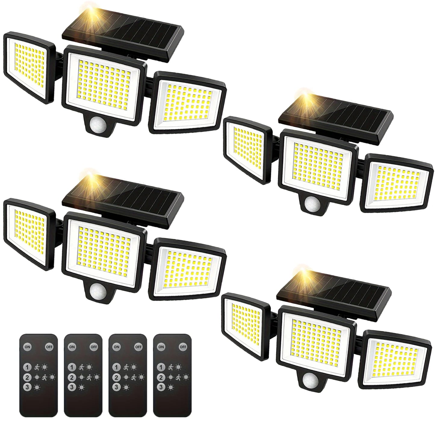 SZRSTH Three Head Solar Outdoor Light With Motion Sensor And Remote