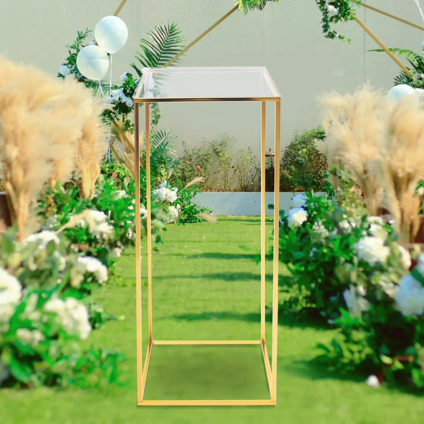 Gold Metal Flower Stand 80cm Tall Elegant Iron Column for Wedding, Party, Home, Garden Decor