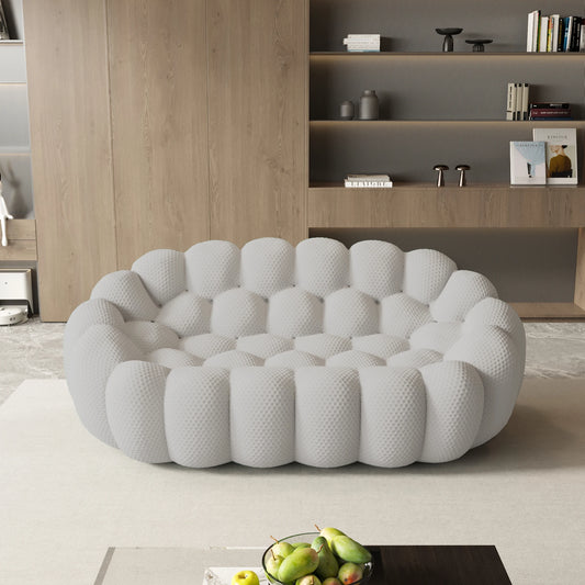 Sdorens 78'' Modern Curved Boneless Sofa Comfy 3D Knitted Fabric Loveseat Couch Football-Shaped Lazy Floor Sofas for Living Room