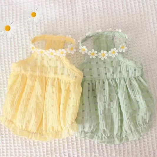 Breathable Floral Wreath Dog Skirt Dress For Small Pets