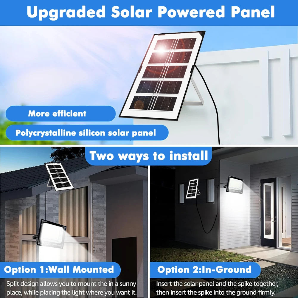 300W Outdoor Solar Flood Light Patio Light Garage Light Remote Control Indicator Light IP67 For Outdoor Patio Garden Billboards