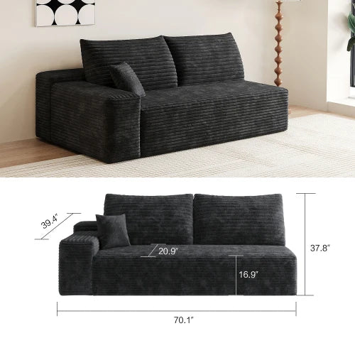 Cloud-style sectional sofa, with corduroy cover, fluffy memory foam cushions, easily assembled, modular recliner, large sofa set