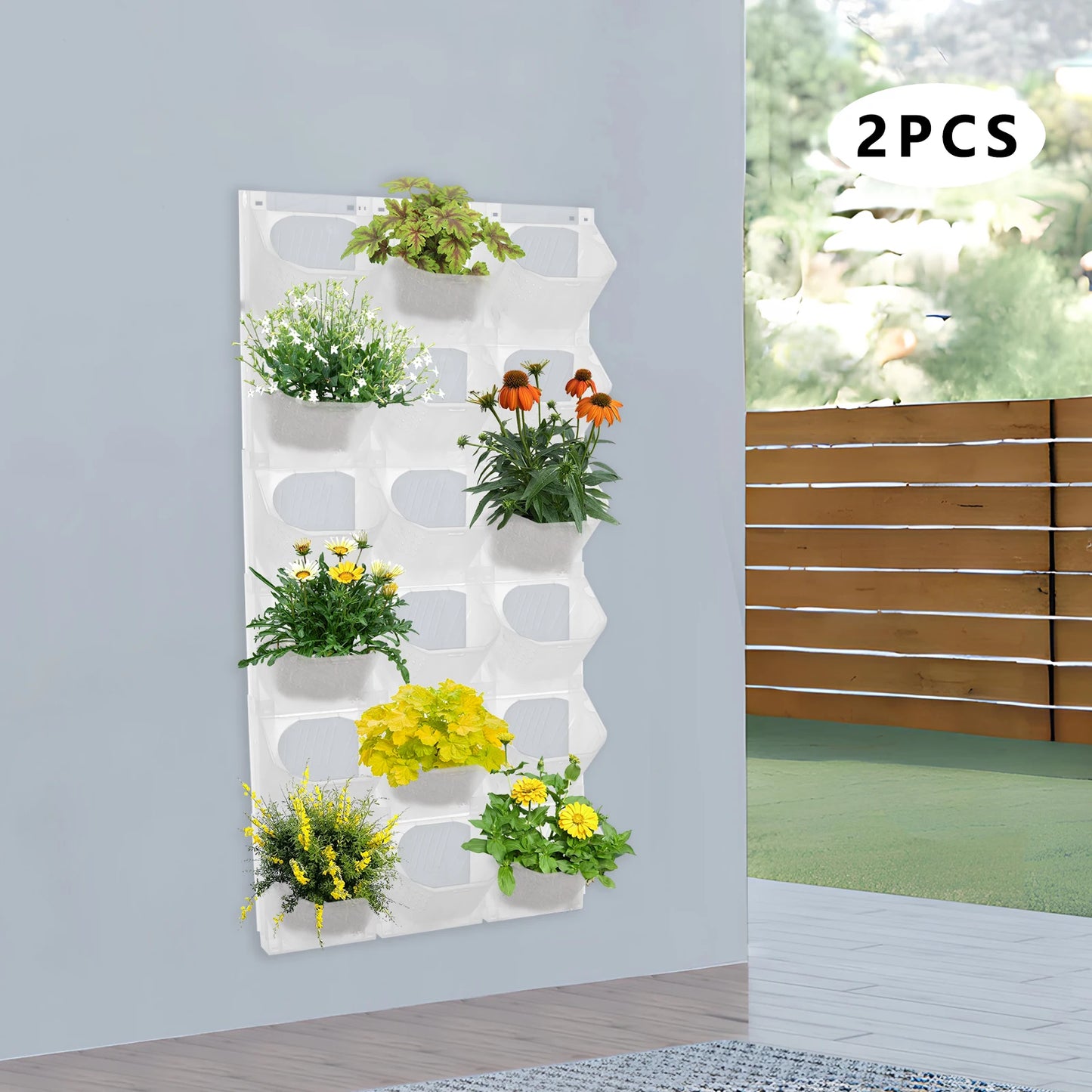 Wall-Mounted Flower Pot Holder with 36 Pots Non-Woven Fabric Plant Health-Boosting Structure 0.86-inch Stacking Height for Home Garden